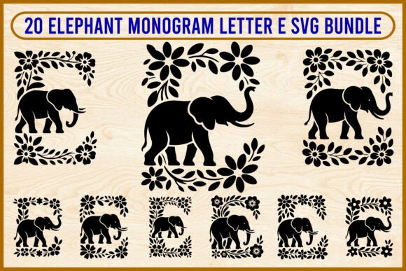 20 Elephant Monogram E SVG: Graphics & Illustrations Review