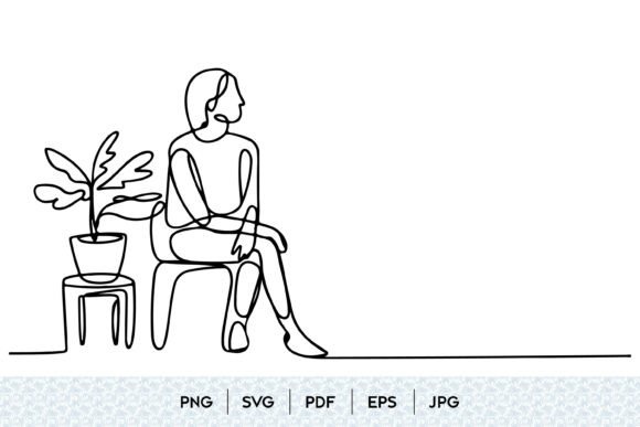 Abstract Woman Line Art SVG: Graphics & Illustrations