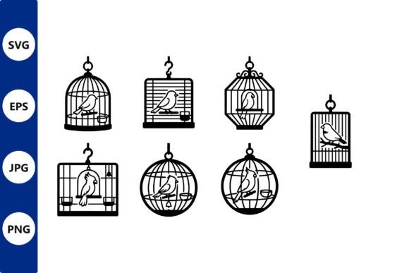 Bird Cage Vector Line Art Set: Graphics & Illustrations