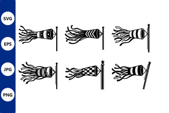 Black and White Vector Streamers Graphics
