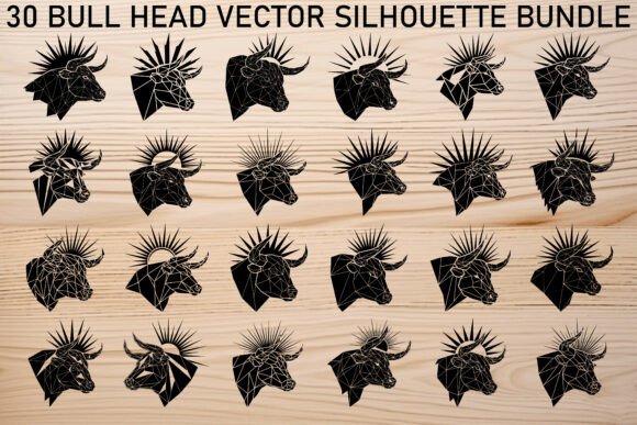 Bull Head Silhouette Bundle: Graphics & Illustrations