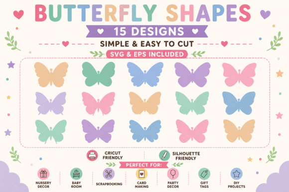 Butterfly Shapes SVG Bundle: Elegant Graphics for Canvas Amp Design Projects