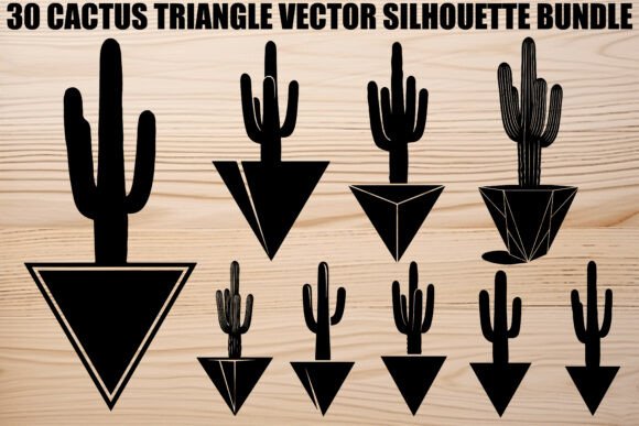 Cactus Triangle Silhouette Bundle: Graphics & Illustrations