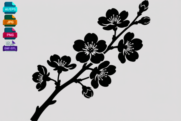 Cherry Blossom Branch SVG Cut File: A Fresh Graphic for Crafts & Marketing