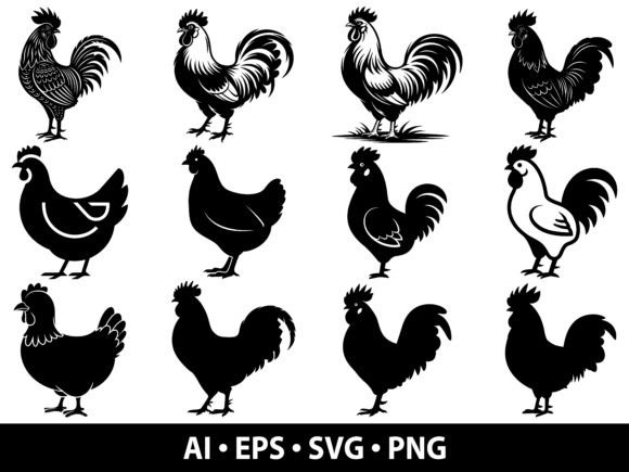 Chicken Vector SVG Bundle: Graphics & Illustrations