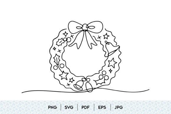 Christmas Wreath Line Art SVG: Graphics & Illustrations Review
