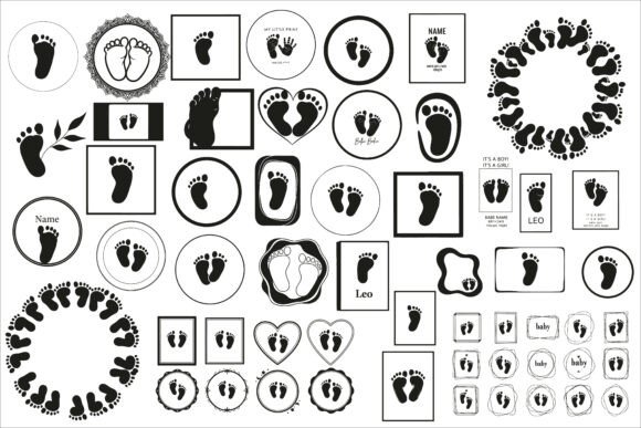Cute Baby Footprint Frame Design – A Sweet Craft Graphic for Handmade Baby Projects