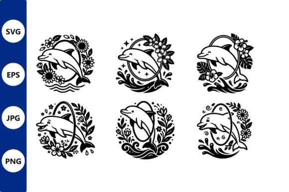Dolphin Floral Circle Vector Design Review