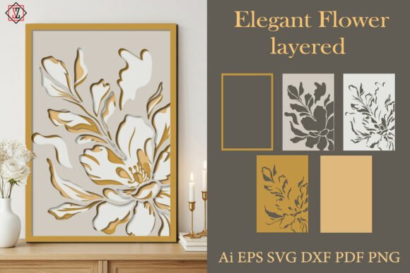 Elegant Layered Flower Cutting File for Crafts & Marketing Graphics