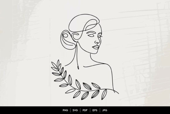 Elegant Woman Face Line Art Graphics & Illustrations