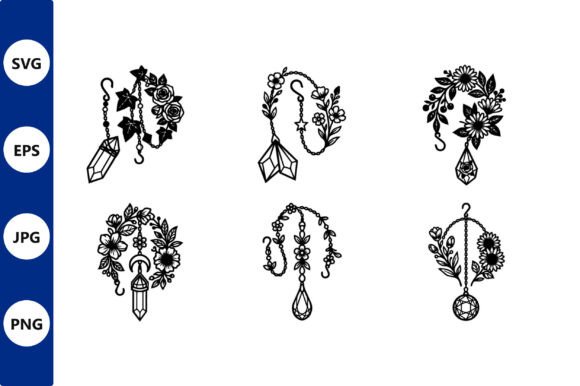 Floral Crystal Pendants Graphics & Illustrations Review