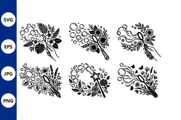 Floral Wand Vector Collection: Graphics & Illustrations