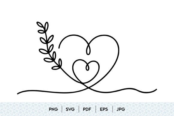 Heart Vine Line Art SVG: Graphics & Illustrations