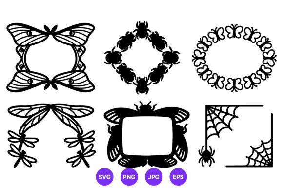 Insect Frames Black White Vector Art Graphics