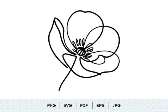 Minimalist One Line Flower Vector Art Graphics & Illustrations