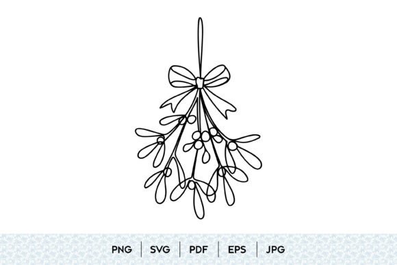 Mistletoe Branch Line Art SVG: Graphics & Illustrations