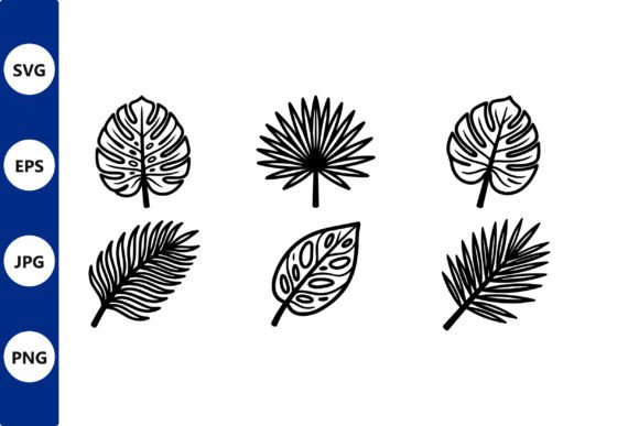 Monochrome Tropical Leaf Silhouettes Set Graphics