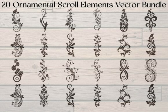 Ornamental Scroll Elements Bundle: Vintage Elegance for Crafts & Graphics