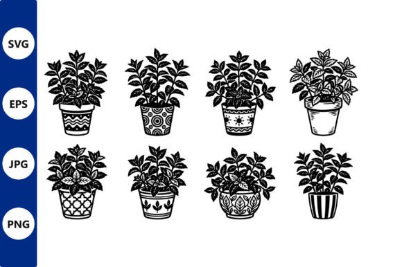 Potted Plant Line Art Collection: Graphics & Illustrations
