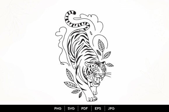Roaring Tiger Line Art SVG: Graphics & Illustrations Review