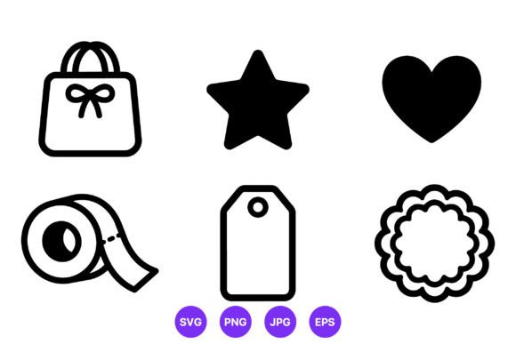 Shopping Bag Star Heart Tape Tag Icons Review