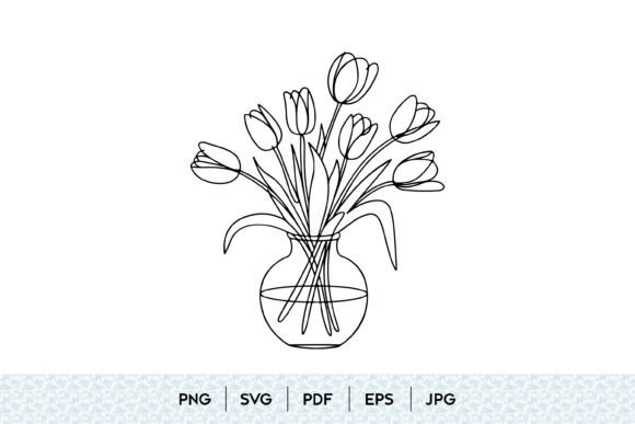 Tulip Bouquet in Vase SVG: Graphics & Illustrations Review