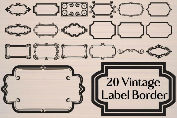 Vintage Label Border Graphics for Crafts & Design Projects