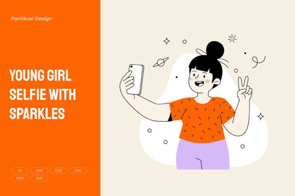 Young Girl Selfie with Sparkles Graphics & Illustrations Review